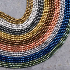 2mm Hematite Round Beads Metallic Titanium Shiny Silver Gold Blue Bronze Green Rose Gold Gunmetal Rhodium Black Beads 15.5" Strand