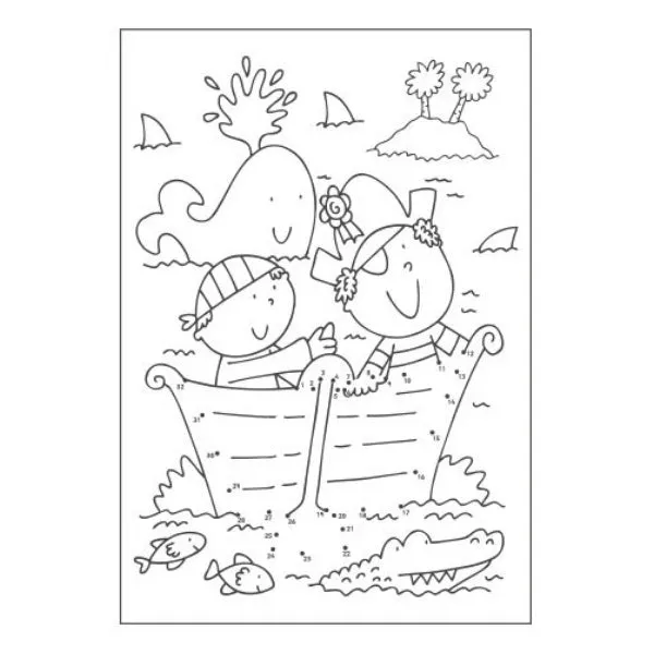 A4 Dinosaur Pirates Dot-to-Dot Colouring Book - Assorted Fun Colouring High Quality Young Adventurers