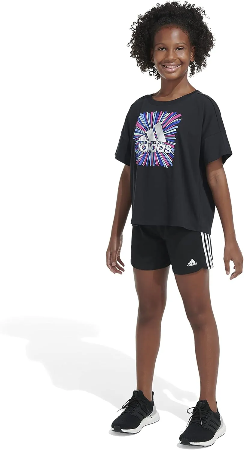 adidas Girls' Short Sleeve Loose Boxy Tee