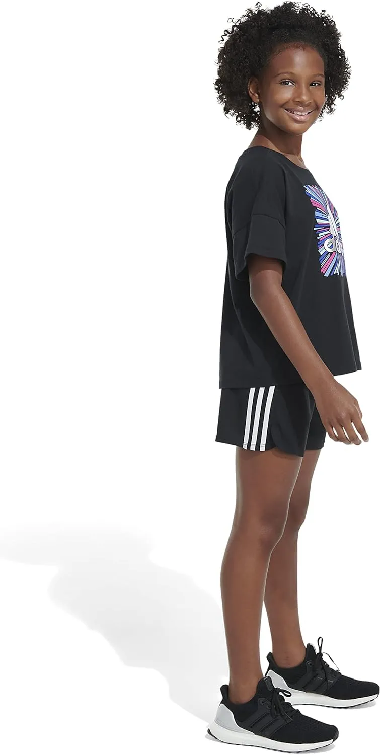 adidas Girls' Short Sleeve Loose Boxy Tee