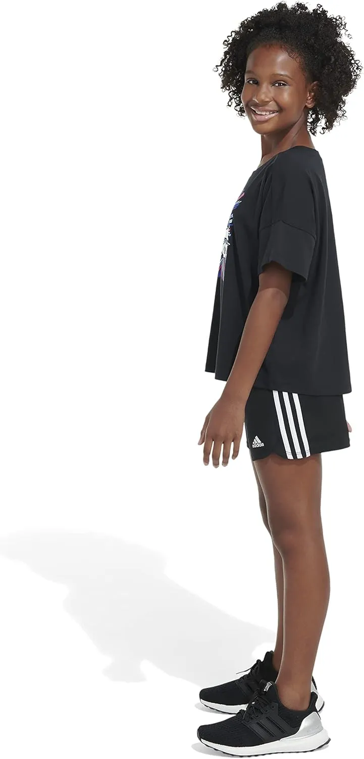 adidas Girls' Short Sleeve Loose Boxy Tee