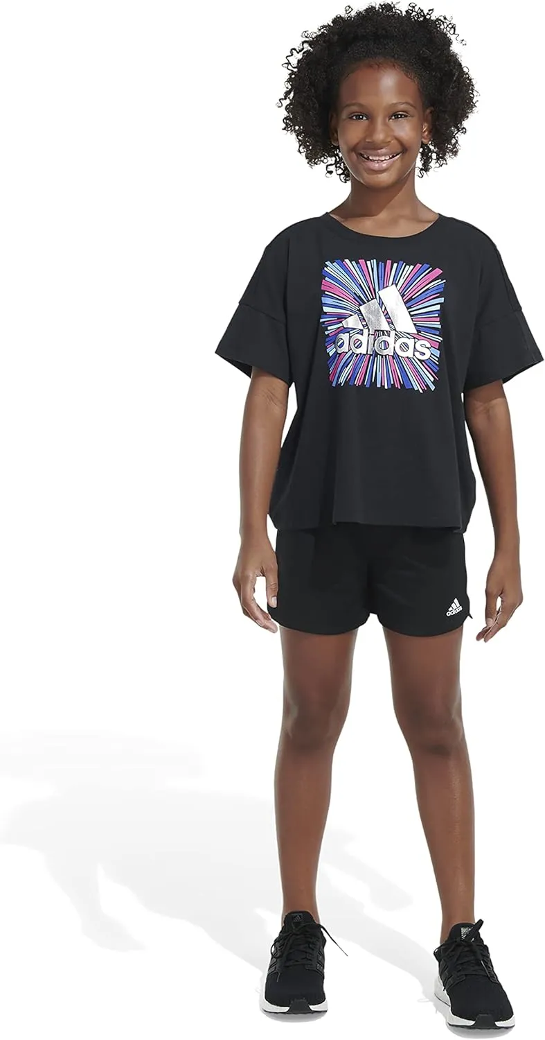adidas Girls' Short Sleeve Loose Boxy Tee