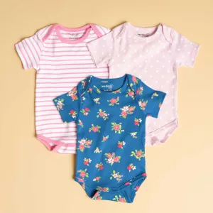 Baby Girl Iris Pink Short Sleeve Onesies pack of 3 Collection
