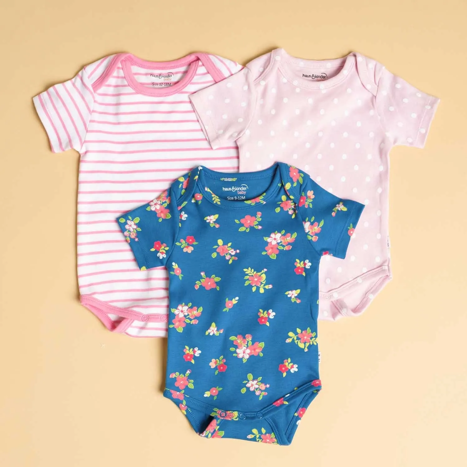 Baby Girl Iris Pink Short Sleeve Onesies pack of 3 Collection