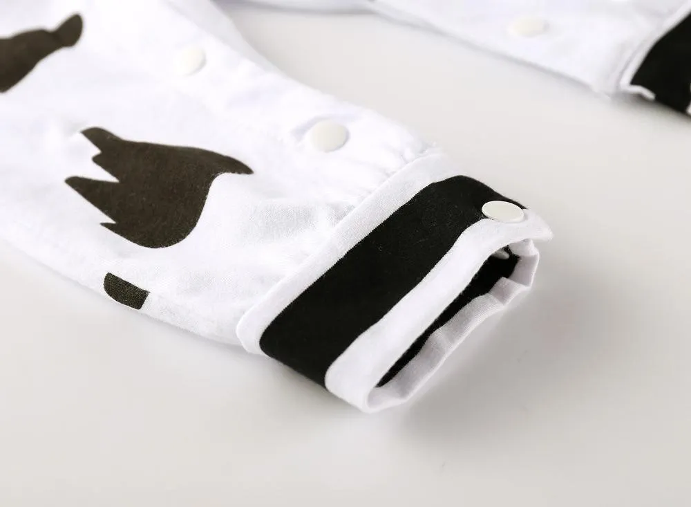 Baby Rompers Unisex Newborn Long sleeved Cartoon Jumpsuit hat 2pcs/suit