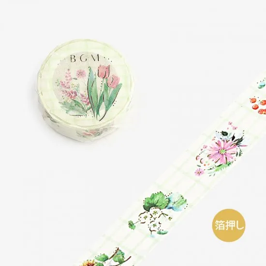BGM Check Flower Washi Tape