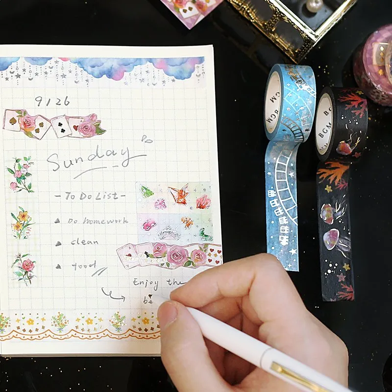 BGM Check Flower Washi Tape