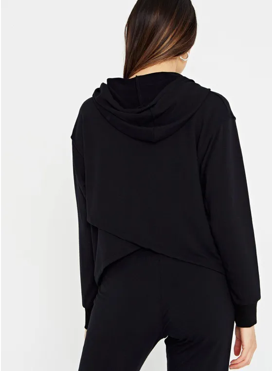 Black Open Back Hoodie