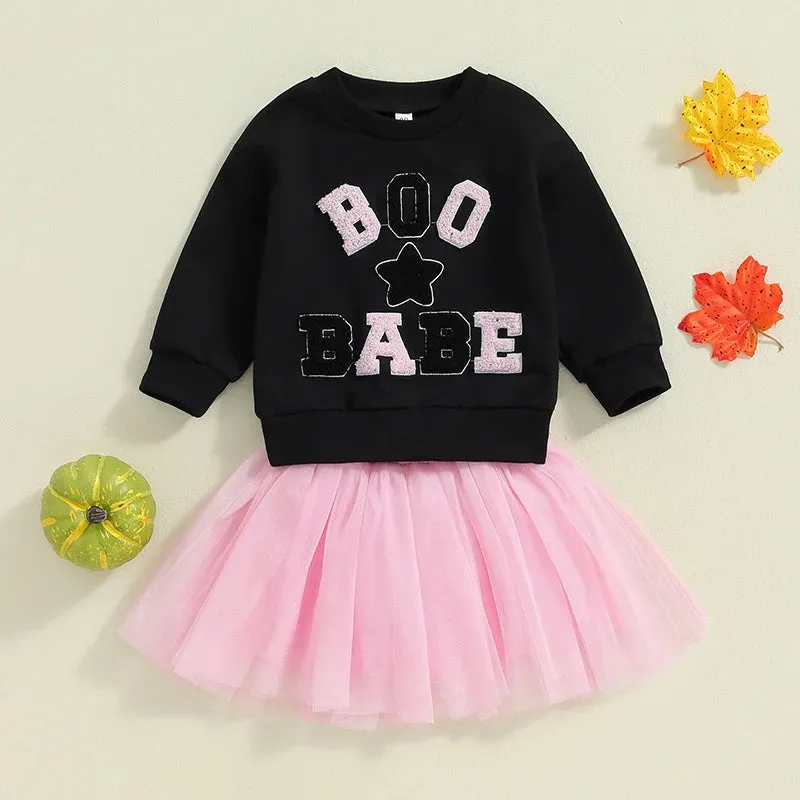 Boo Baby Embroidery Tulle Skirt Set