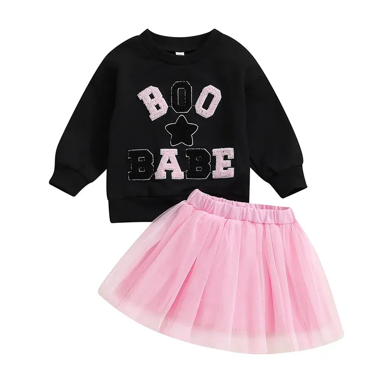 Boo Baby Embroidery Tulle Skirt Set