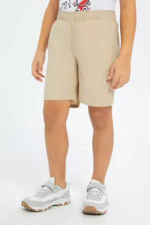 Boys Mint And Beige Balloon Pull-On Shorts Set (Pack Of 2)