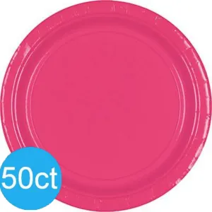Bright Pink Dinner Paper Plates 10" | 50ct