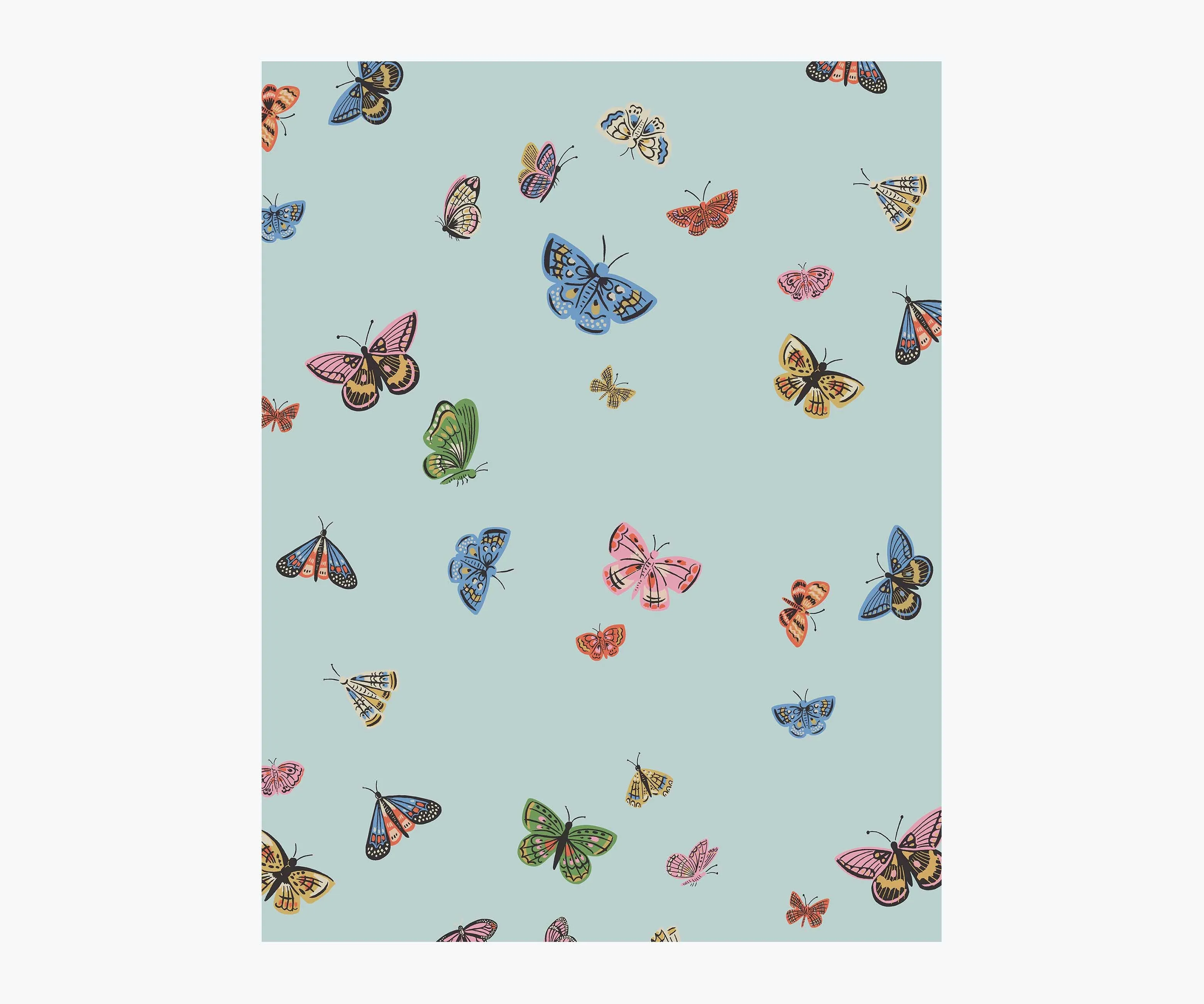 Butterfly House Wallpaper Sample - Light Blue