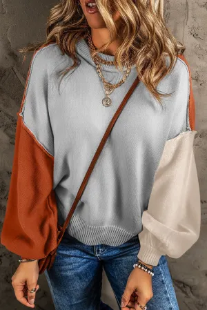 Color my Cozy Color Block Sweater Gray