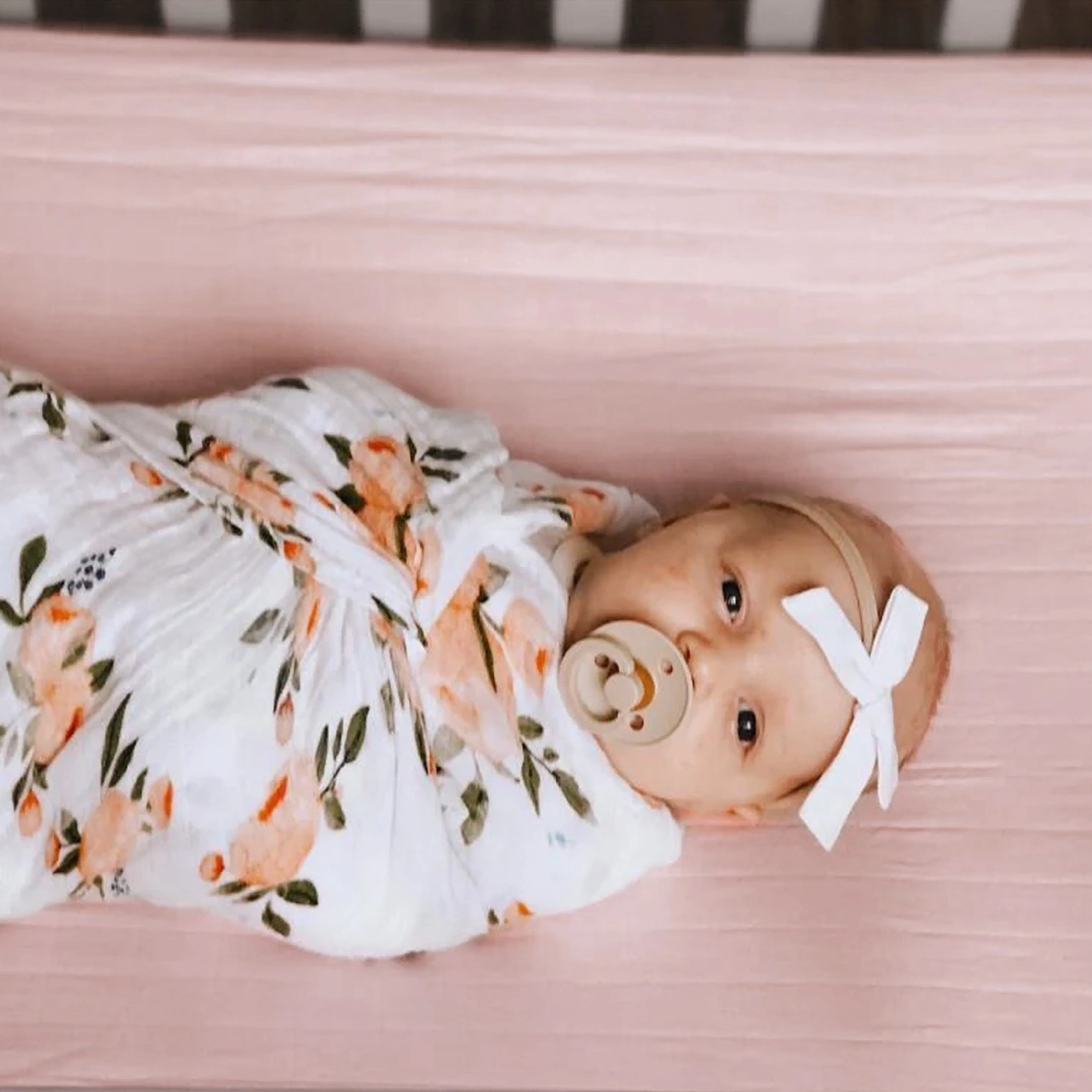 Cotton Muslin Crib Sheet - Light Pink