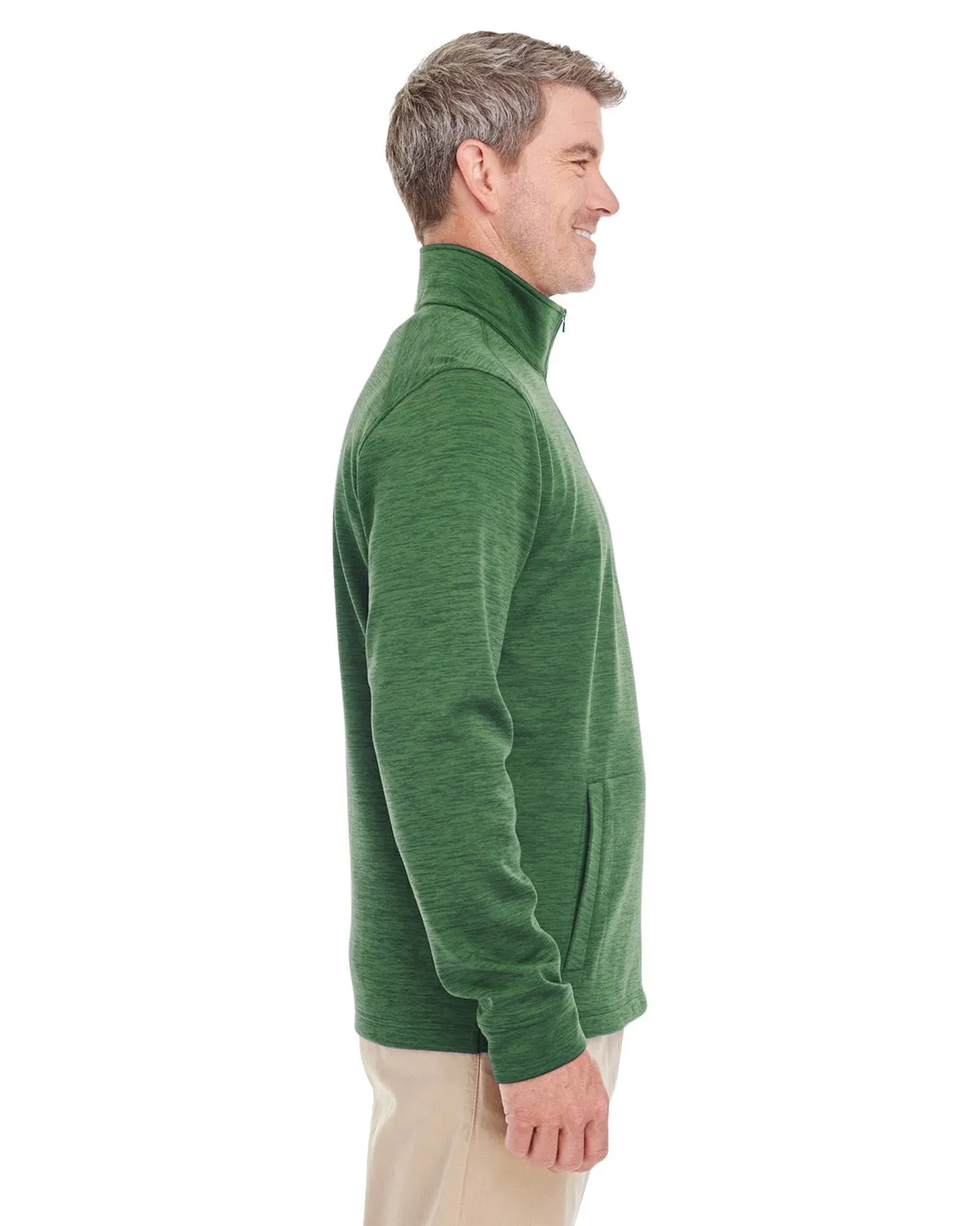 DG798 Devon & Jones Men's Newbury Mélange Fleece Quarter-Zip