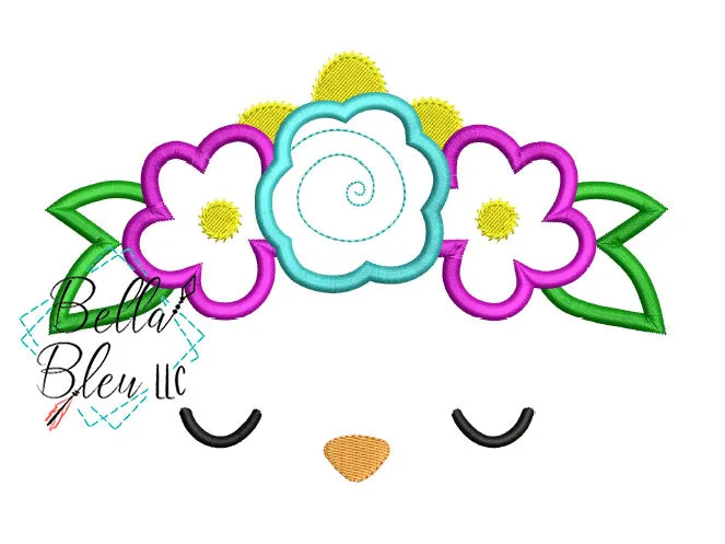 Easter Baby Chick with Floral headband Applique Embroidery Design
