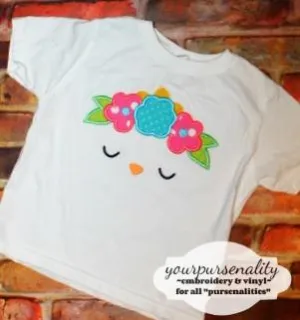 Easter Baby Chick with Floral headband Applique Embroidery Design