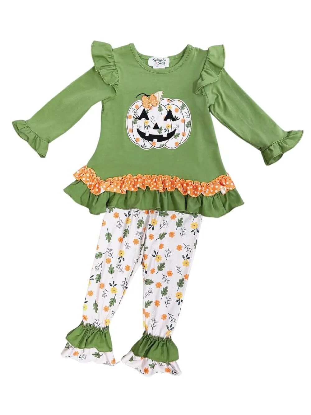 Fall Ruffle Jack-O-Lantern Tunic & Leggings Girls Outfit