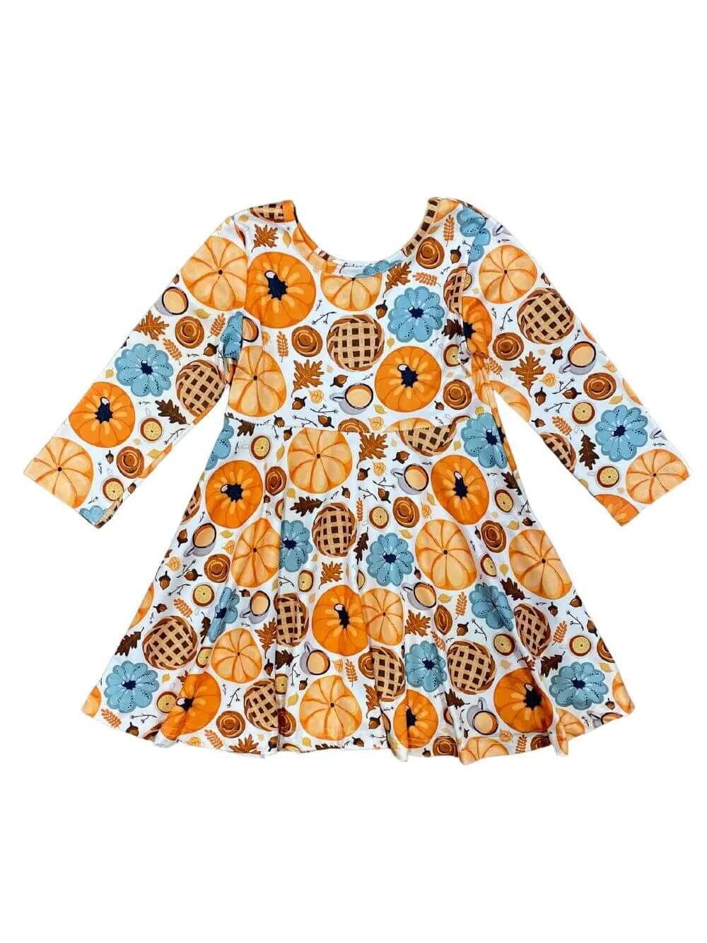 Farmer's Market Girls Long Sleeve Fall Skater Dress