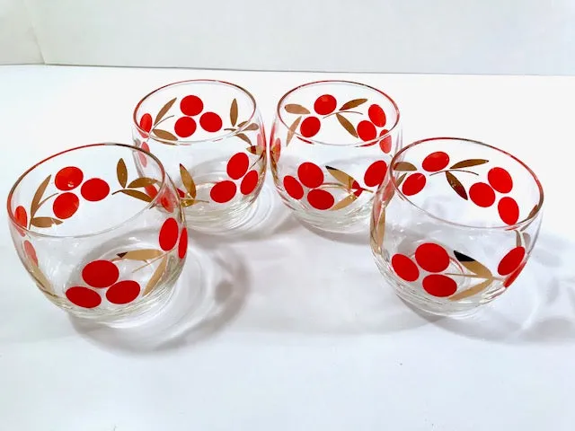 Federal Glass Mid-Century Cherry Roly Poly Glasses (Set of 4)