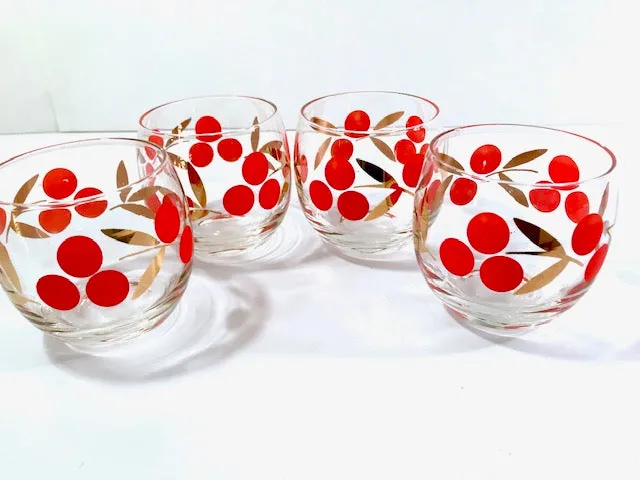 Federal Glass Mid-Century Cherry Roly Poly Glasses (Set of 4)