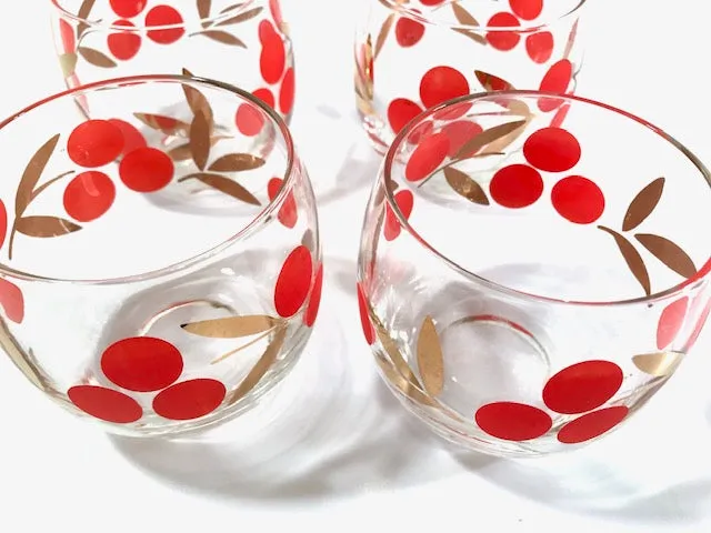 Federal Glass Mid-Century Cherry Roly Poly Glasses (Set of 4)