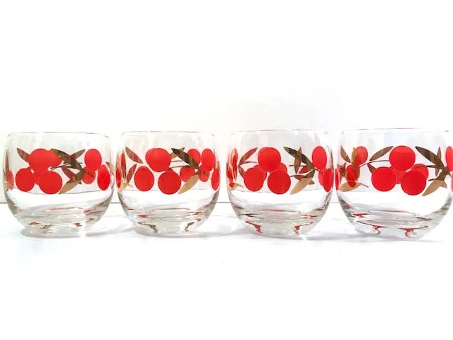 Federal Glass Mid-Century Cherry Roly Poly Glasses (Set of 4)