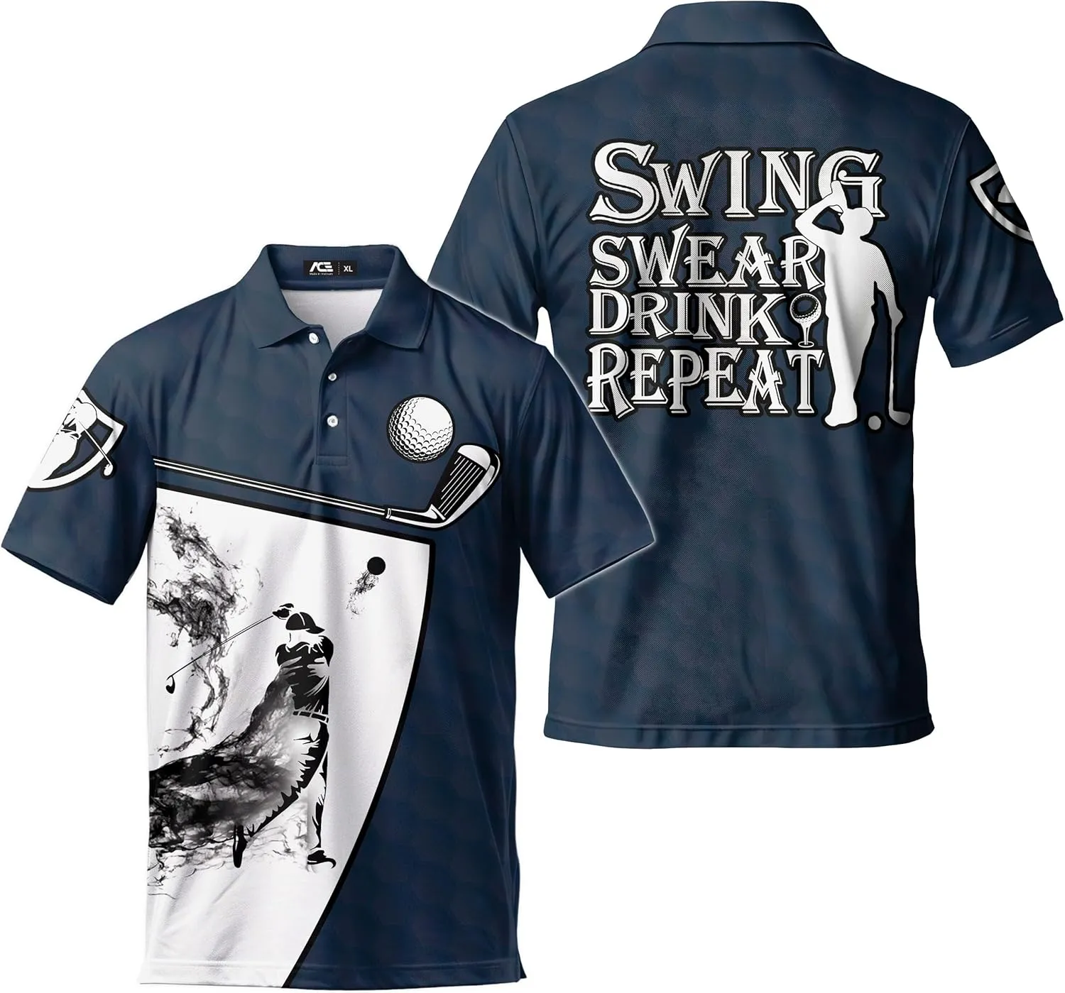 Funny Golf Shirts for Men, Hawaiian Polo Shirts for Men Unisex Casual Shirt Mens Polo Shirts Short Sleeve
