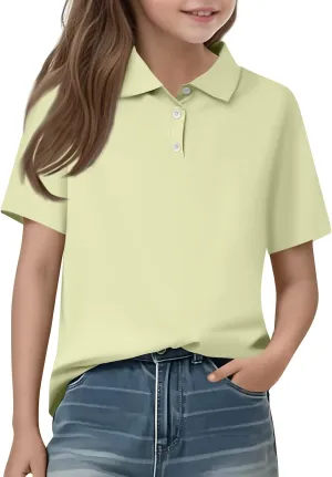 Girls Polo Shirts Short Sleeve School Uniform 3-14 Years