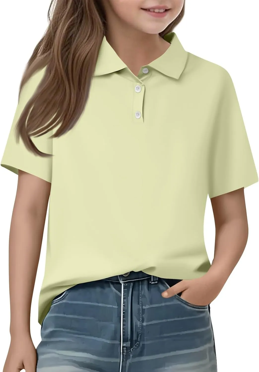 Girls Polo Shirts Short Sleeve School Uniform 3-14 Years