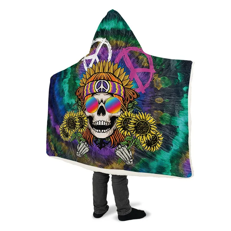 Hippie Happy Skull Sunflower Purple Tie Dye