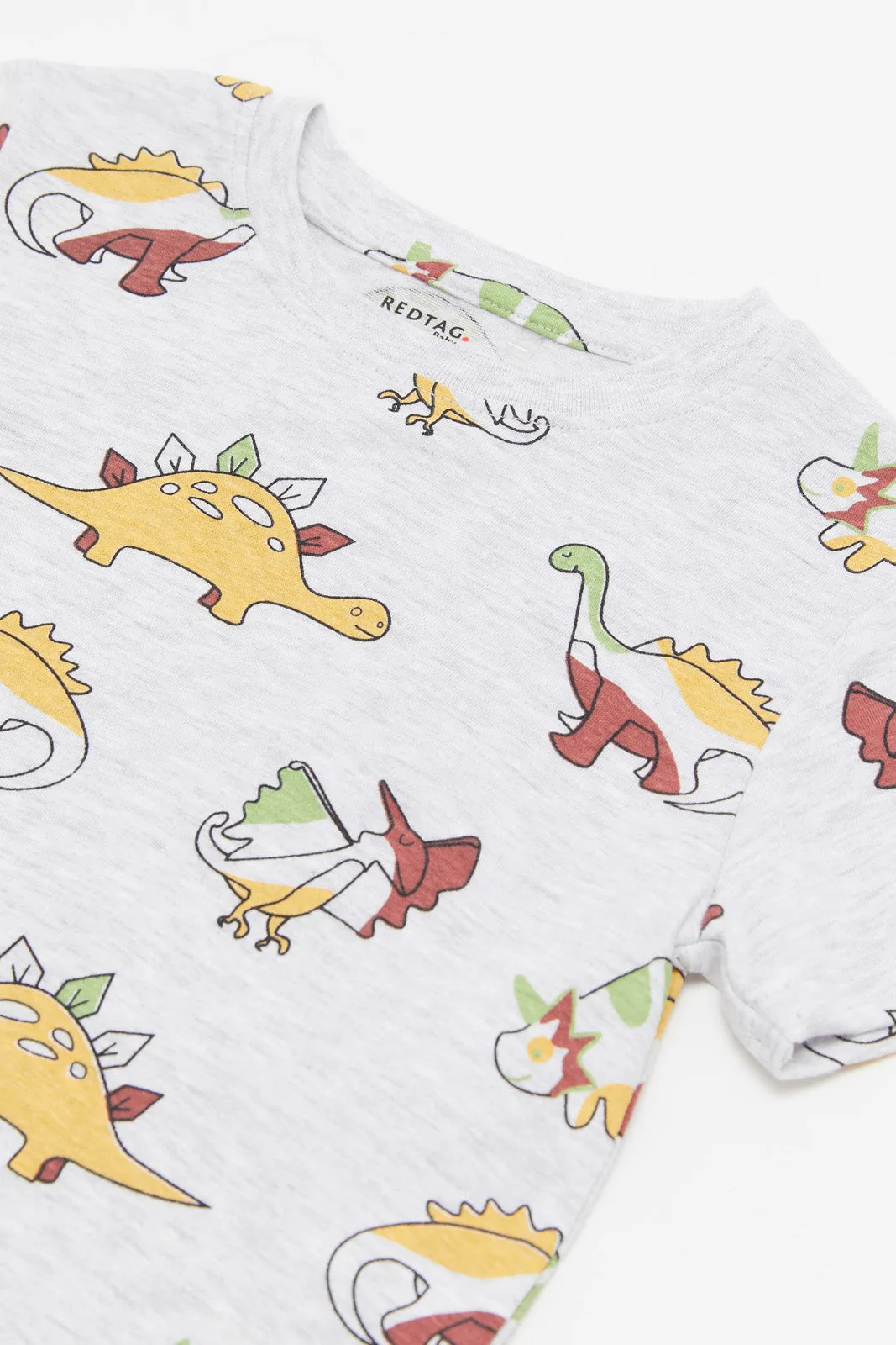 Infant Boys Grey Dino Print Pyjama Set (2 Piece)