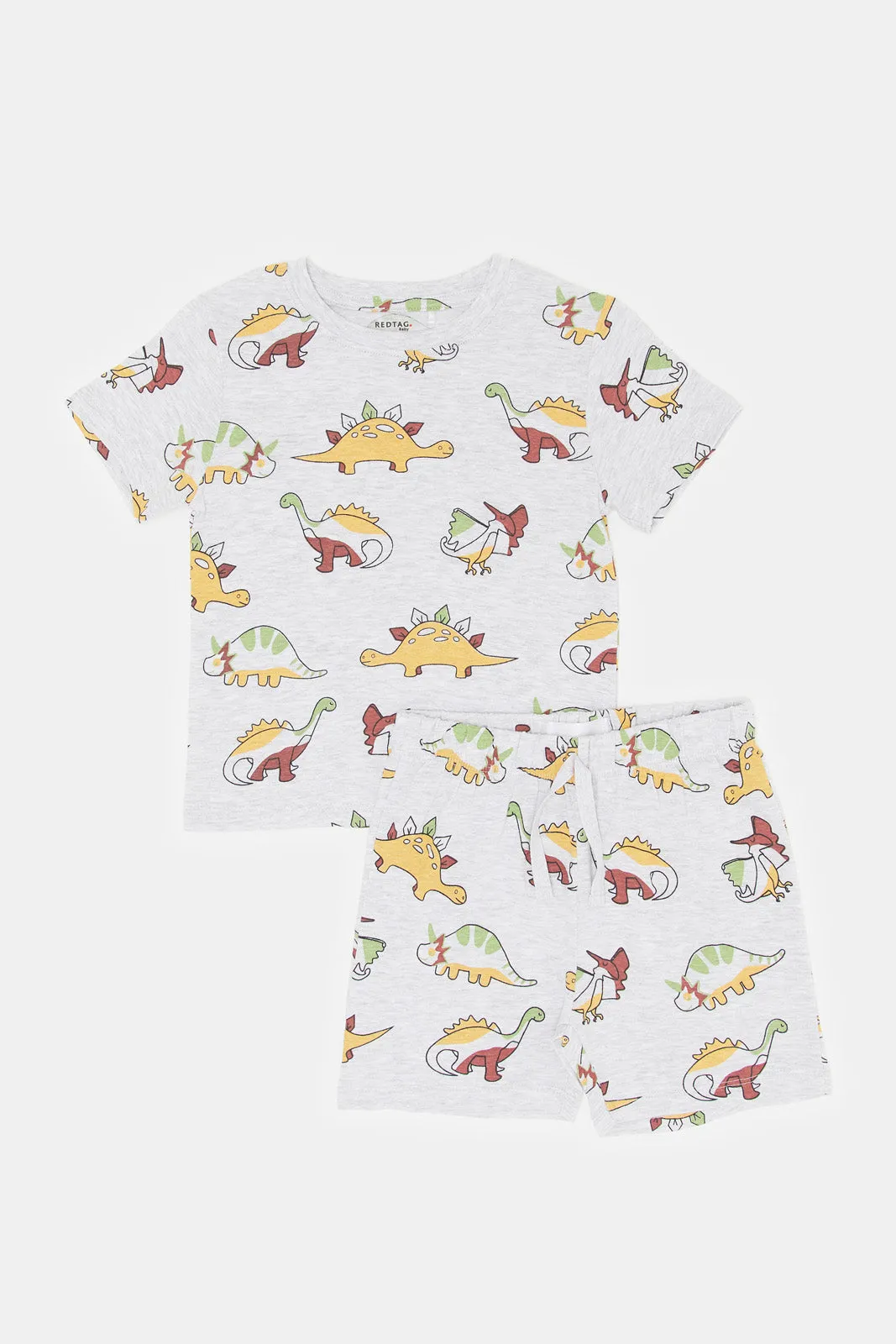 Infant Boys Grey Dino Print Pyjama Set (2 Piece)