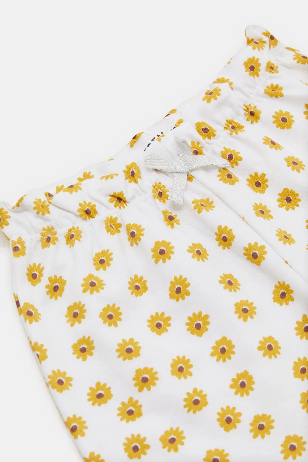 Infant Girls Yellow Sunflower Printed Casual Set (2 Piece)