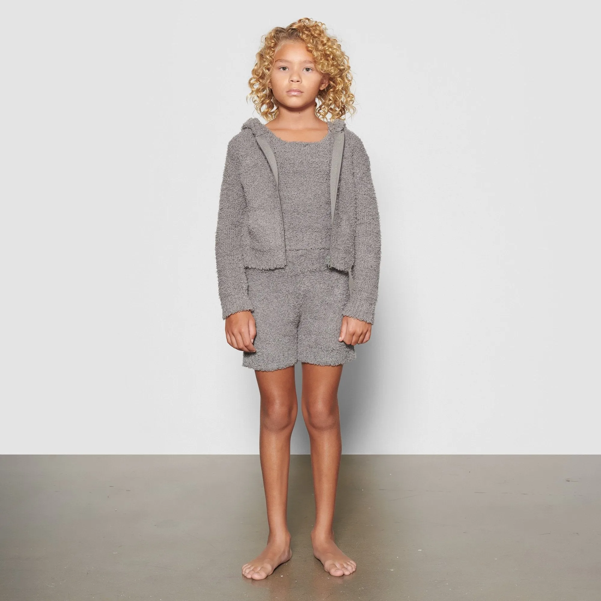 KIDS COZY KNIT HOODIE | SMOKE