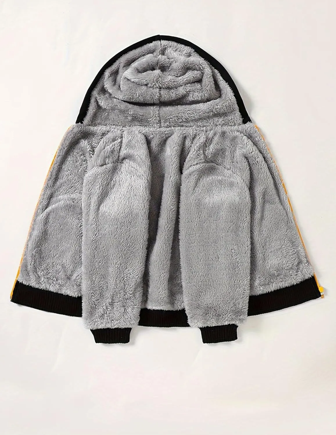 Kids Zip-Up Hooded for Boys Sherpa Lined Jacket Winter Outdoor Sweatshirt Warm Coat 3-14 Years