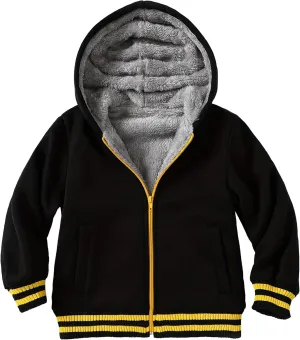 Kids Zip-Up Hooded for Boys Sherpa Lined Jacket Winter Outdoor Sweatshirt Warm Coat 3-14 Years
