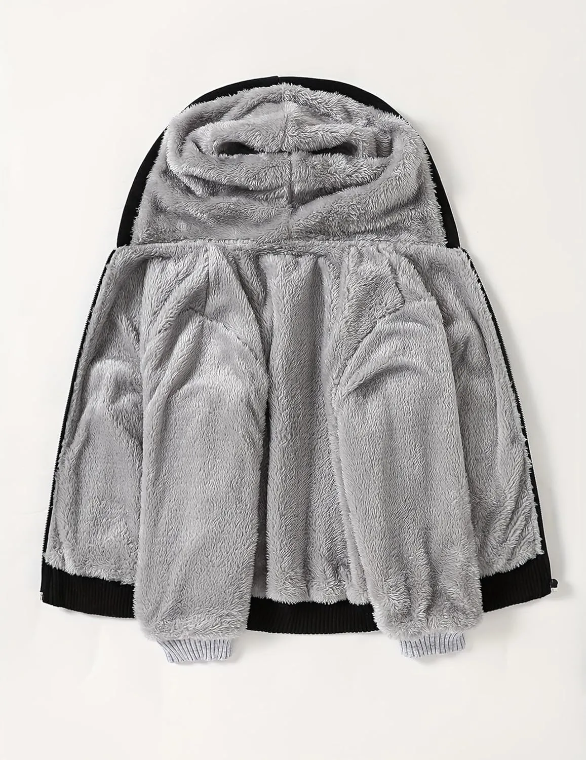 Kids Zip-Up Hooded for Boys Sherpa Lined Jacket Winter Outdoor Sweatshirt Warm Coat 3-14 Years