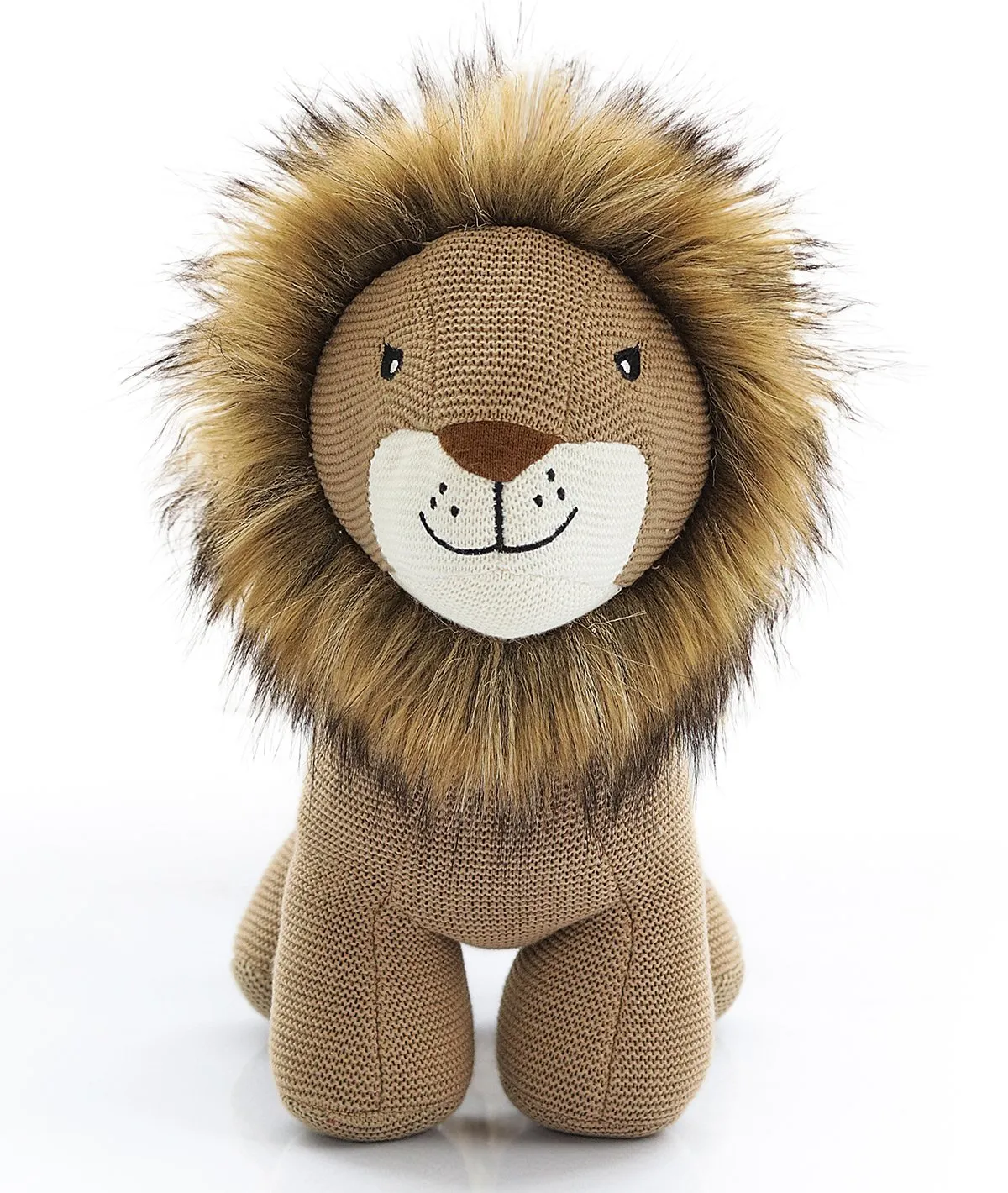 Leo- Khaki Color Cotton Knitted Stuffed Soft Toy for Babies / Kids