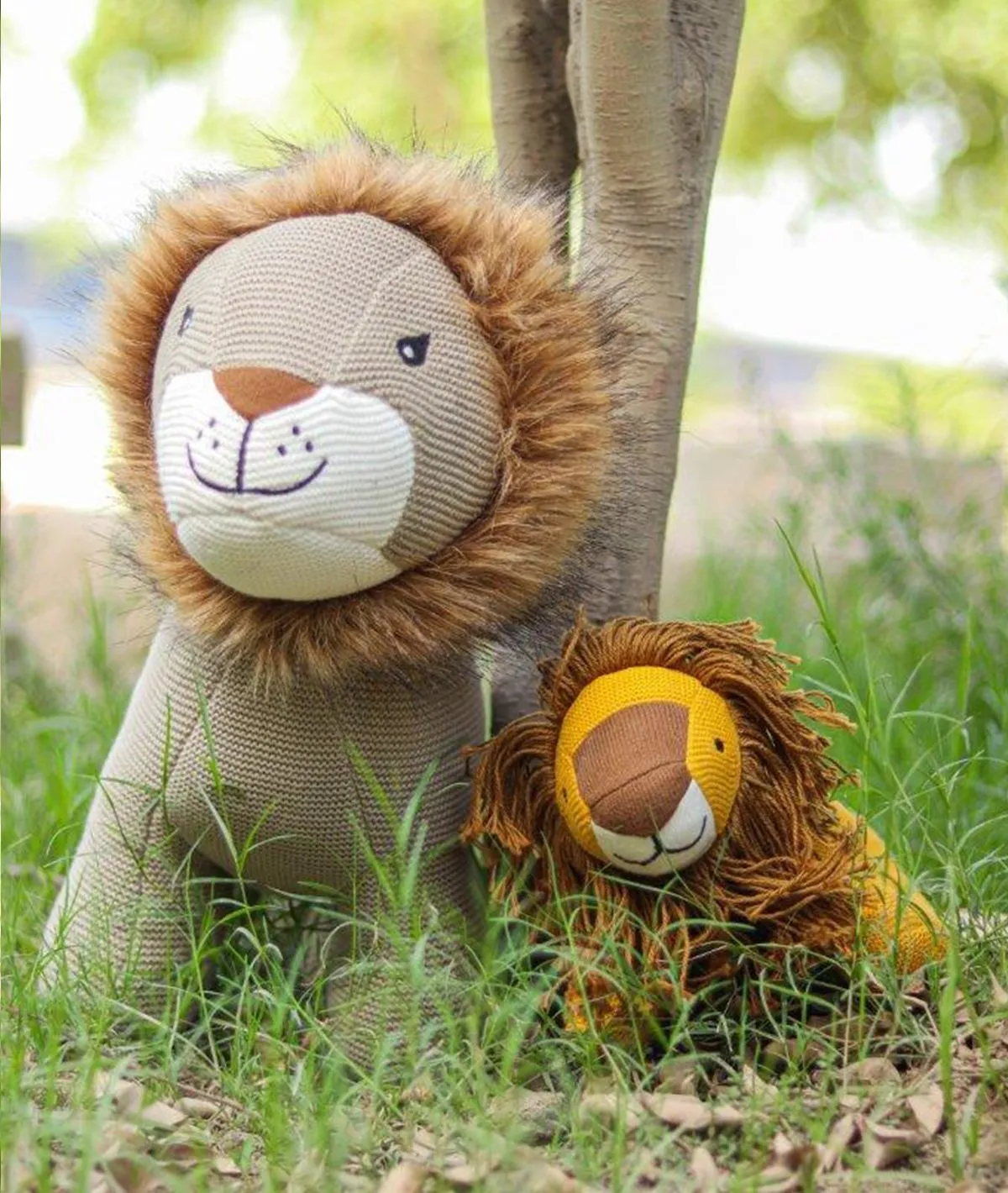 Leo- Khaki Color Cotton Knitted Stuffed Soft Toy for Babies / Kids