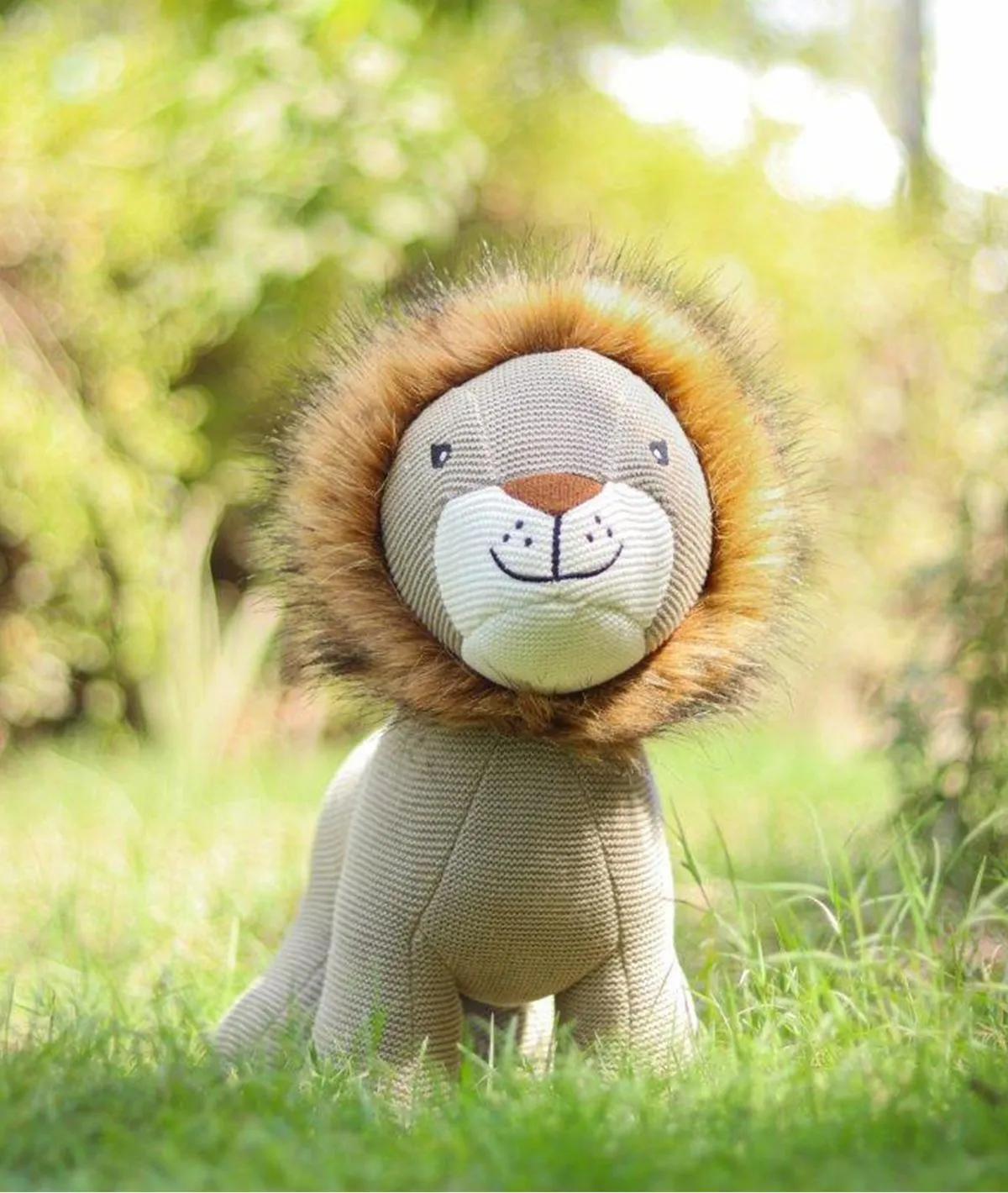 Leo- Khaki Color Cotton Knitted Stuffed Soft Toy for Babies / Kids