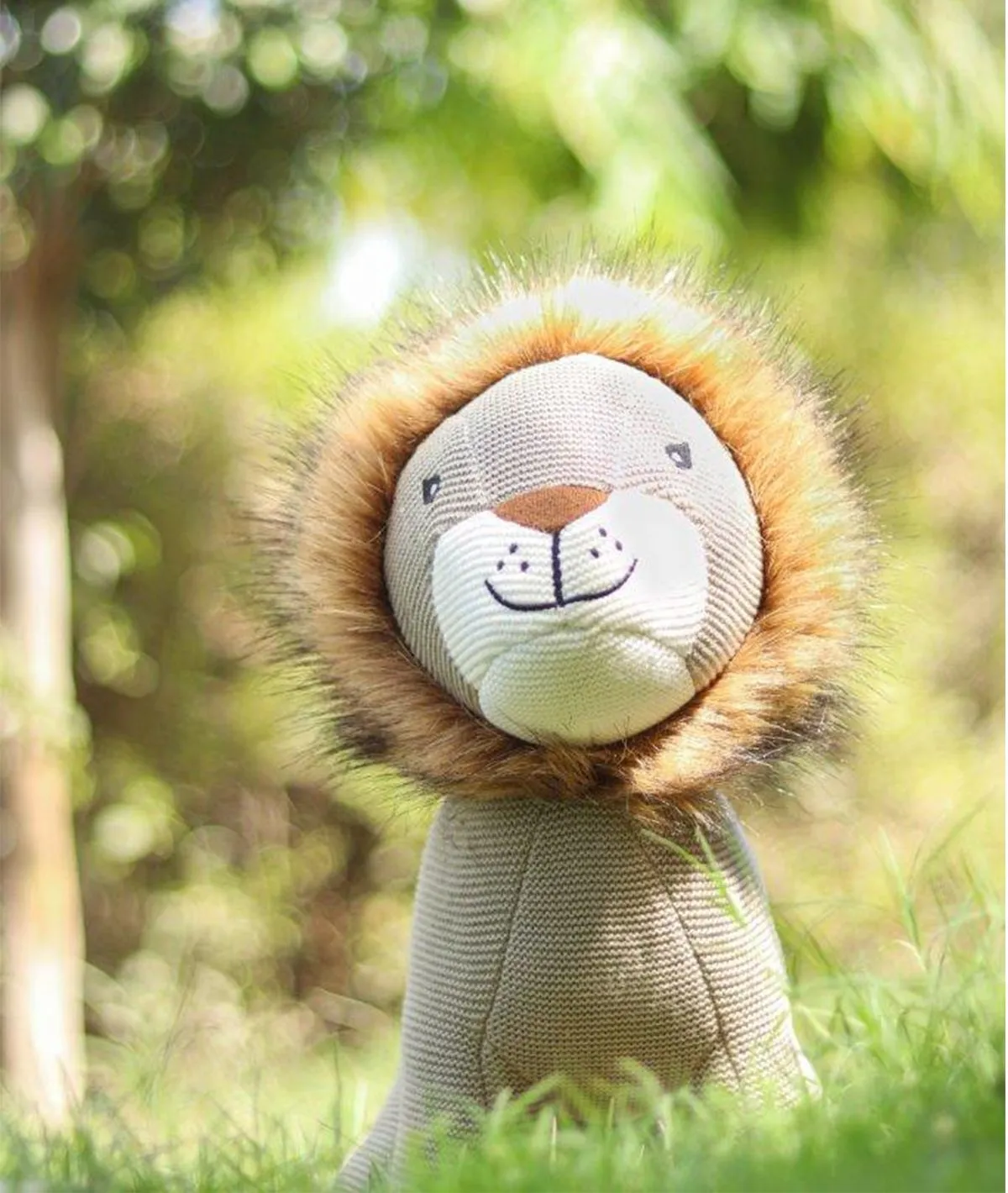 Leo- Khaki Color Cotton Knitted Stuffed Soft Toy for Babies / Kids
