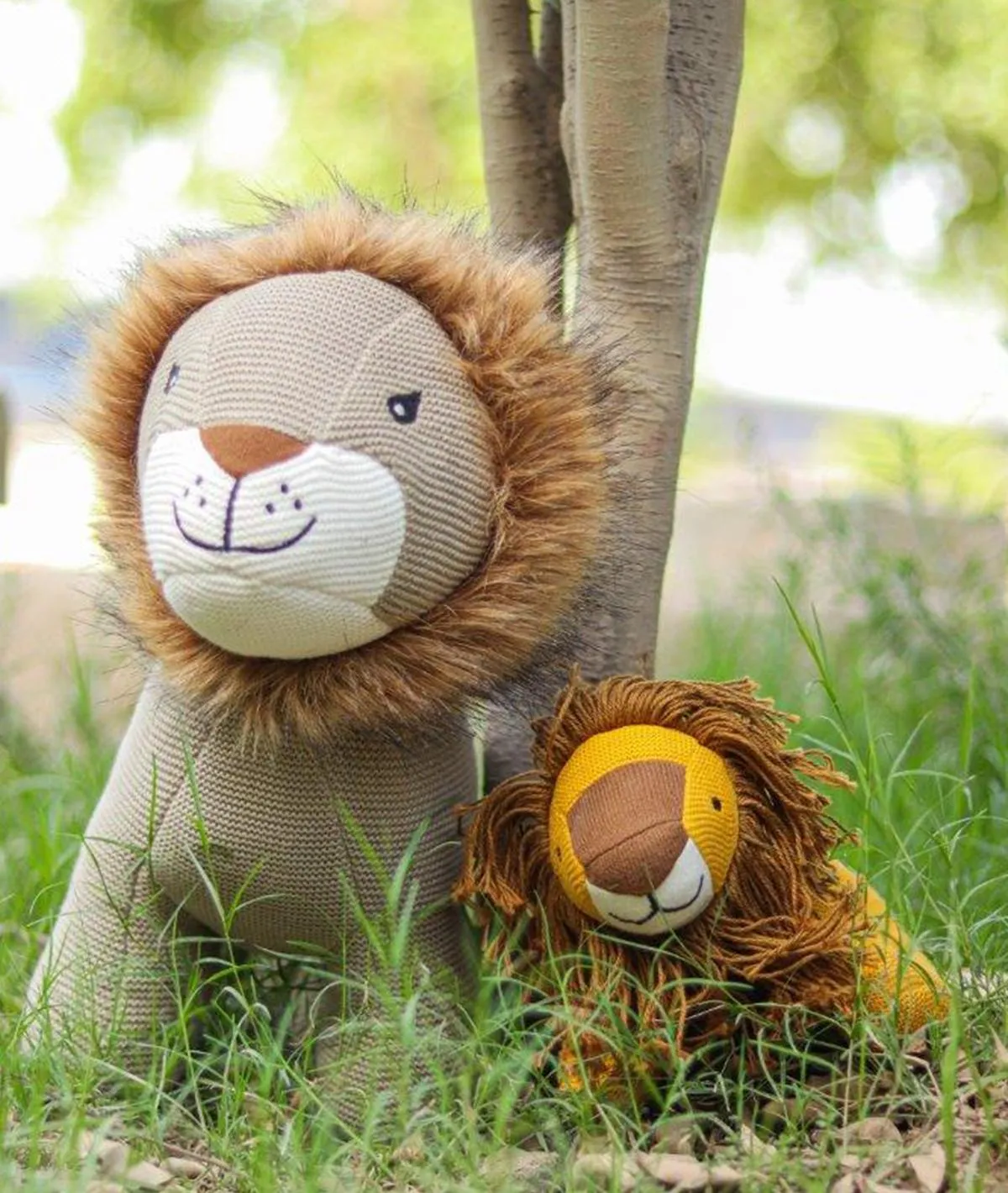 Leo- Khaki Color Cotton Knitted Stuffed Soft Toy for Babies / Kids