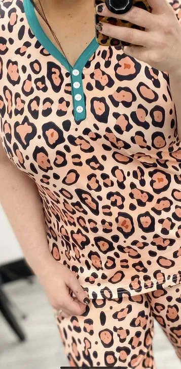 Leopard Short Sleeve Loungewear Set