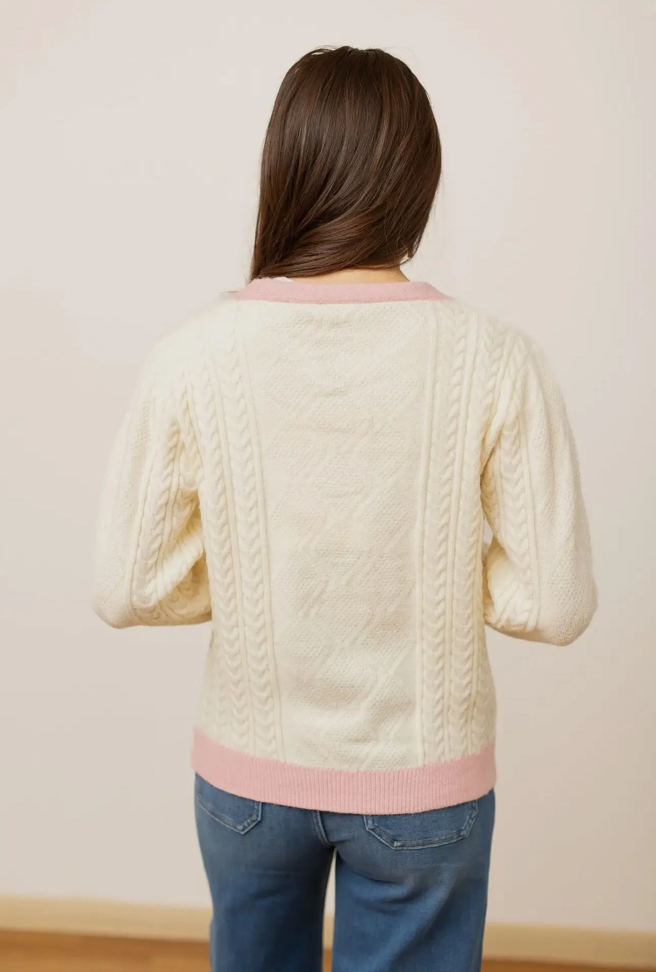 Maria Beige and Pink Nutcracker Cardigan