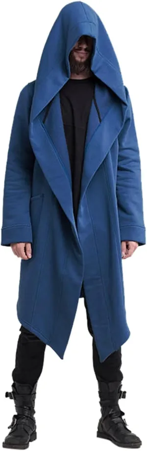 Mens Hoodies Men's Dark Style Solid Color Long Cardigan Cloak Coat Hooded Sweater Jacket