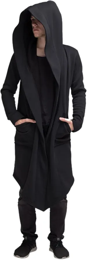Mens Hoodies Men's Dark Style Solid Color Long Cardigan Cloak Coat Hooded Sweater Jacket