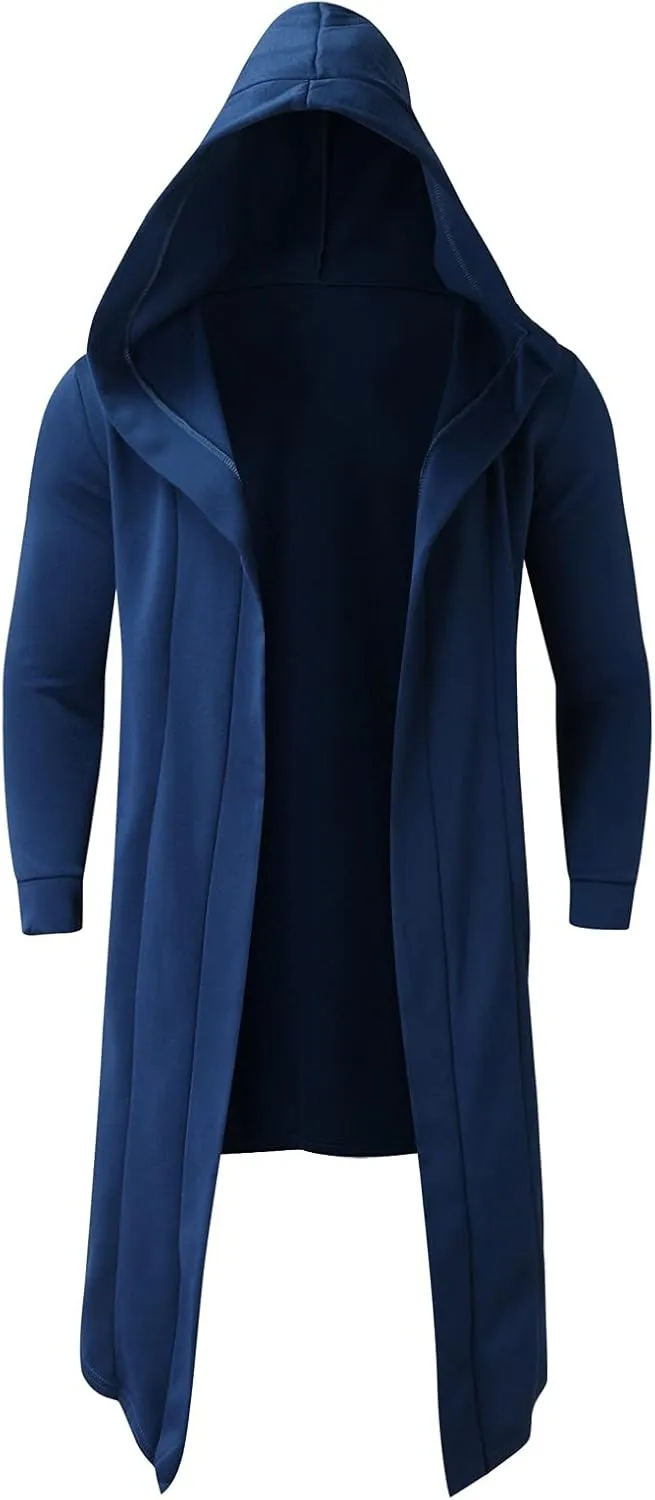 Mens Hoodies Men's Dark Style Solid Color Long Cardigan Cloak Coat Hooded Sweater Jacket