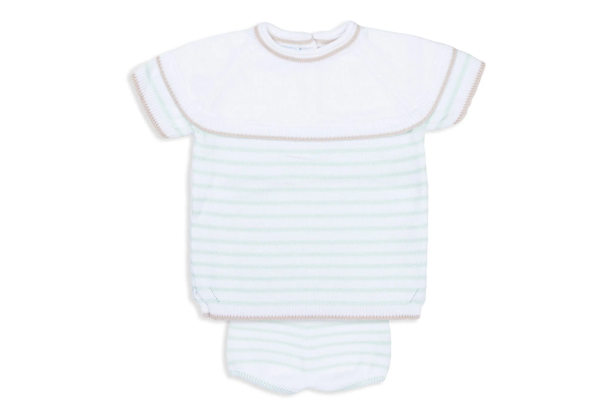 Mint and Sand Stripe Knit Set